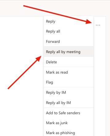 Create calendar event from email when using Outlook for the Web IT